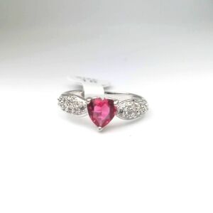 14k Real White Gold Plated Ring Silver Pink